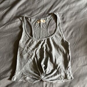 Hollister White Sleeveless Crop Tie Front Tank Top